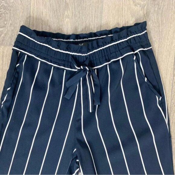 Zara Striped Trousers Pant High Rise Waist Straight Leg Crop Navy Blue Size XS - Picture 5 of 12
